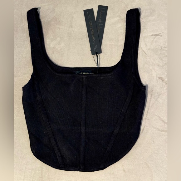 House of Harlow 1960 Black Corset Top XS - Picture 2 of 6